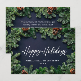Christmas Pine Cones Corporate Rustic Greeting Holiday Card
