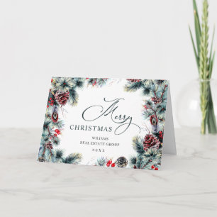 Christmas Pine Cones Corporate Rustic Greeting Holiday Card