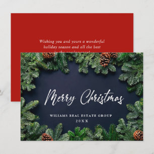 Christmas Pine Cones Corporate Rustic Greeting Holiday Card