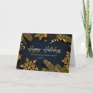 Christmas Pine Cones Corporate Rustic Greeting Holiday Card