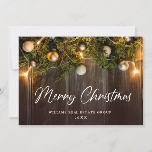 Christmas Pine Cones Corporate Rustic Greeting Holiday Card