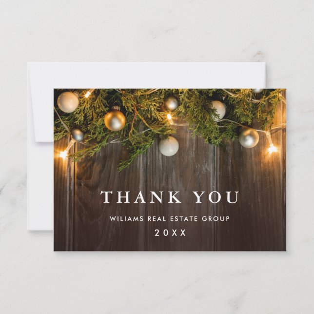 Christmas Pine Cones Corporate Rustic Holiday Boho Thank You Card (Front)