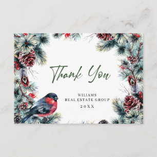 Christmas Pine Cones Corporate Rustic Holiday Thank You Card