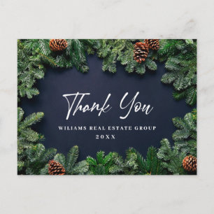 Christmas Pine Cones Corporate Thank You Holiday Postcard