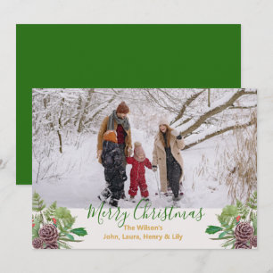 Christmas Pine Cones Family Photo Holiday Card