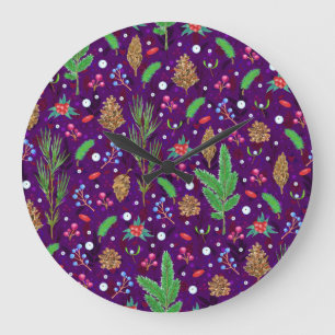 Christmas Pine Cones: Festive Seamless Large Clock