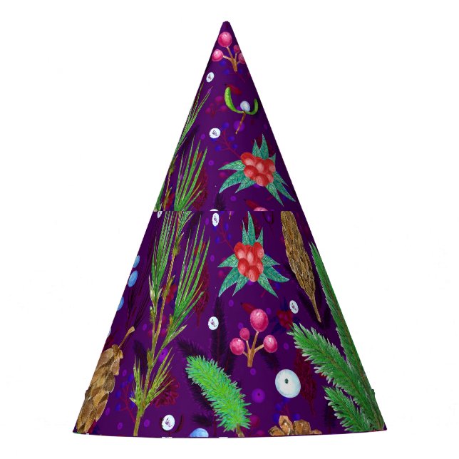 Christmas Pine Cones: Festive Seamless Party Hat (Front)