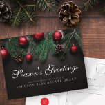 Christmas Pine Cones  | Season's Greetings Postcard<br><div class="desc">Your business logo can be added

Available here:
http://www.zazzle.com/store/selectpartysupplies</div>