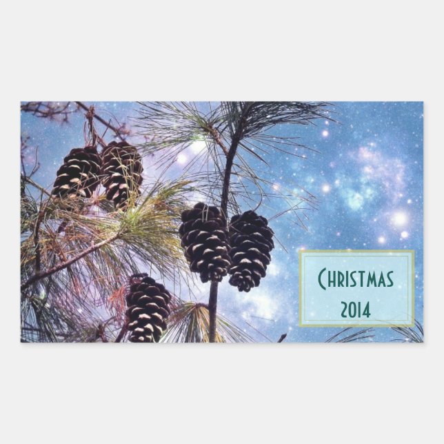 Christmas Pine cones under a starry night sky Sticker (Front)