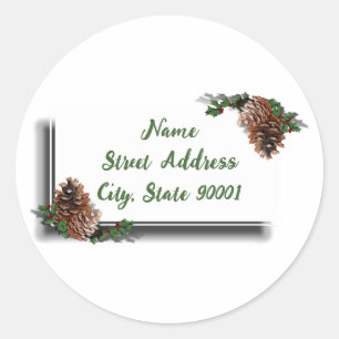 Christmas Pine Cones w/Tag Classic Round Sticker