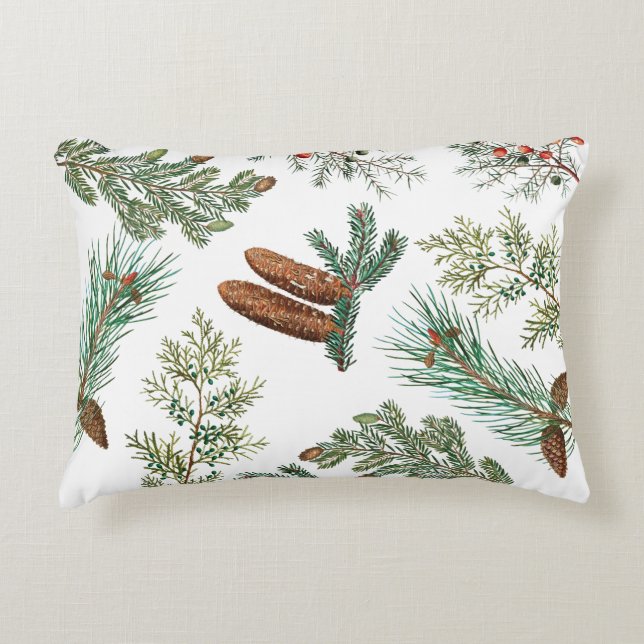 Christmas Pine Conifer Forest Festive  Accent Pillow (Front)