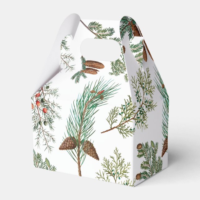 Christmas Pine Conifer Forest Festive  Favor Box (Front Side)