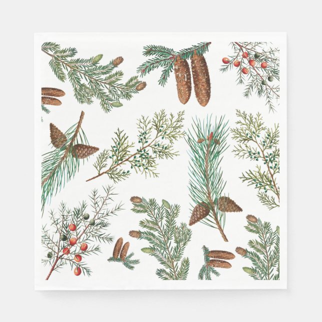 Christmas Pine Conifer Forest Festive Napkin (Front)