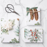 Christmas Pine Conifer Forest Festive Wrapping Paper Sheet<br><div class="desc">A beautiful festive Christmas design with conifers,  pine cones and Xmas berries. Perfect for the holiday season.</div>