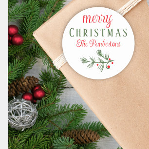 Christmas Pine Foliage Holiday Classic Round Sticker