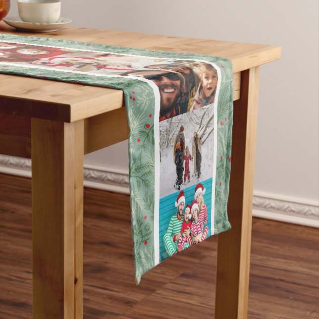 Christmas Pine Foliage Holiday Short Table Runner (In Situ)