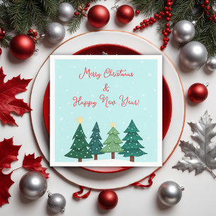 Christmas Pine  Forest Tree Merry Christmas Napkin