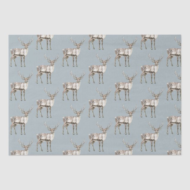 Christmas Pine Green Rustic Deer  Tissue Paper (Front)