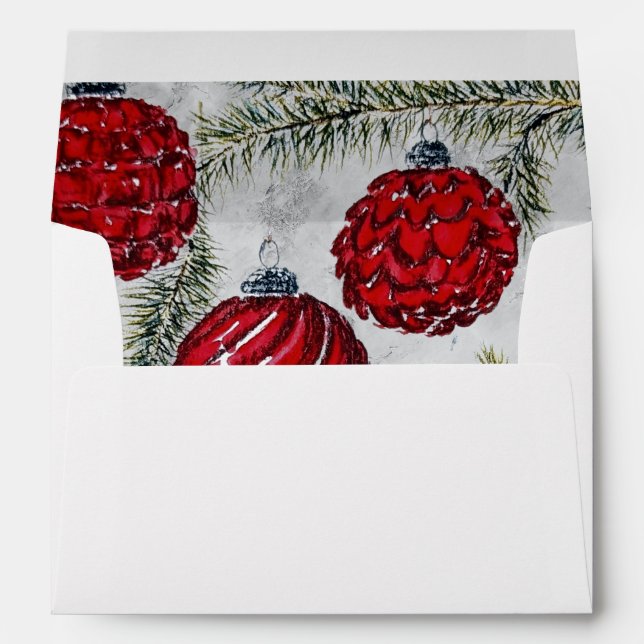 Christmas Pine Ornaments Holiday Envelope (Back (Bottom))