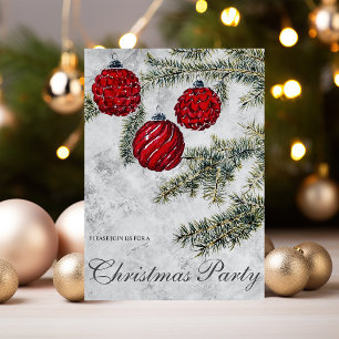 Christmas Pine Ornaments Holiday Party Invitation