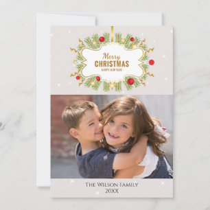 Christmas Pine & Ornaments Photo Card