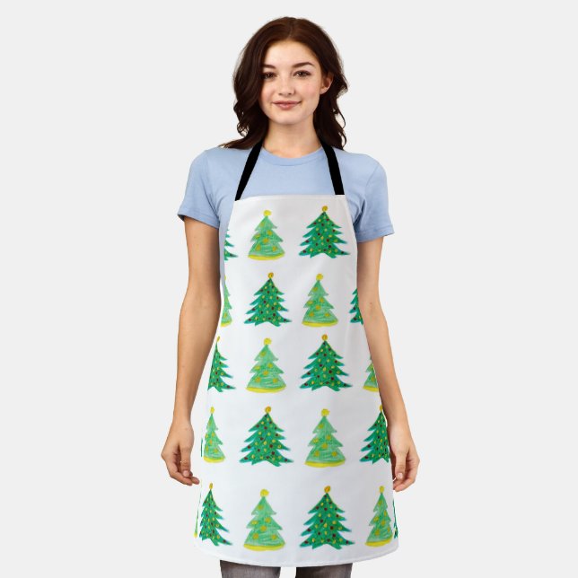 Christmas Pine Pattern Apron (Worn)