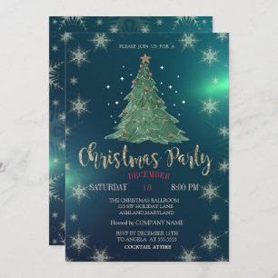 Christmas Pine Tree,Green Company Party Invitation