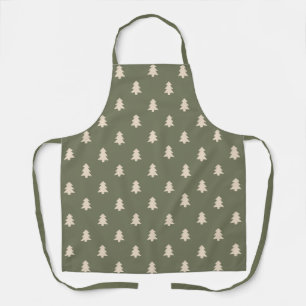 Christmas Pine Tree Neutral Boho Cottagecore Green Apron
