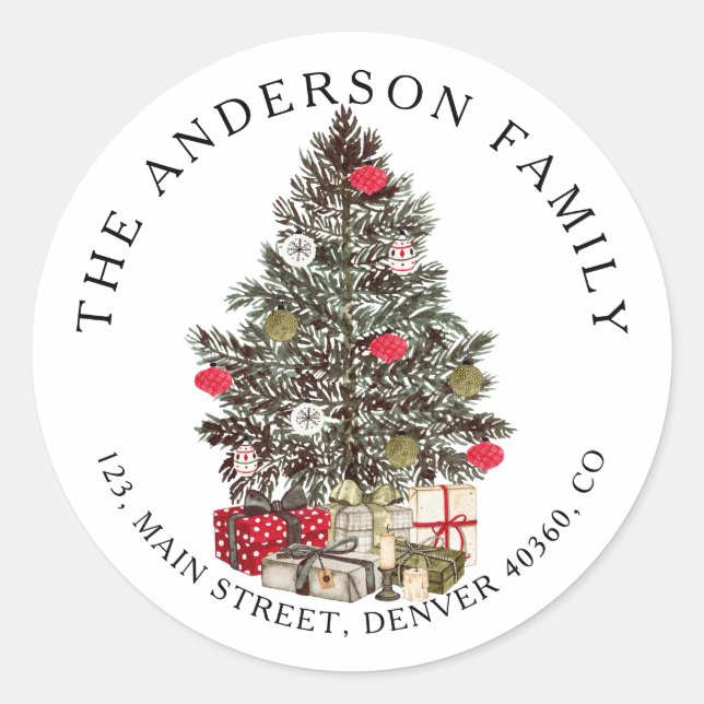 Christmas Pine tree return address label (Front)