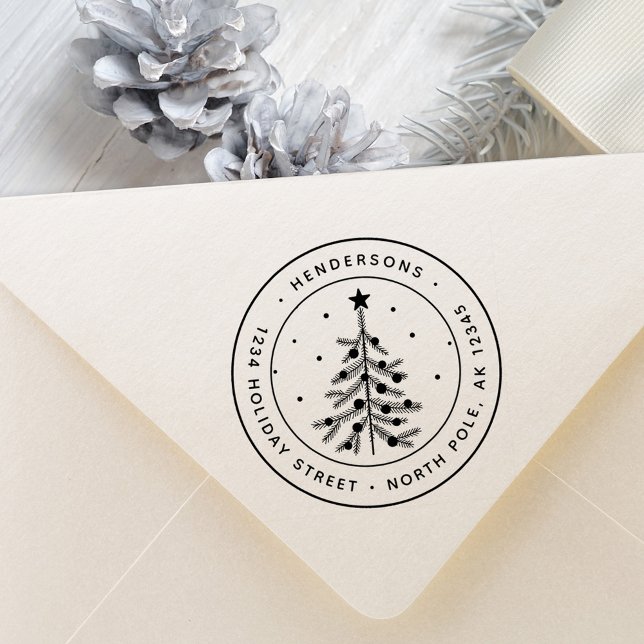 Christmas Pine Tree Return Address Rubber Stamp (Creator Uploaded)