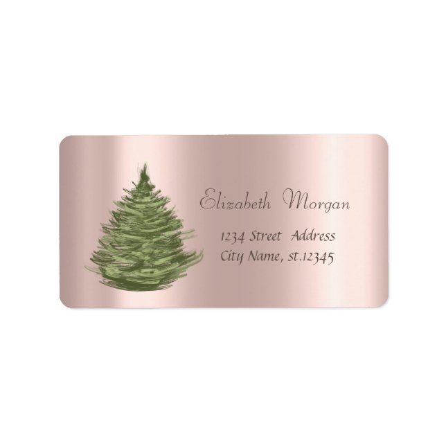  Christmas Pine Tree, Rose Gold Label (Front)