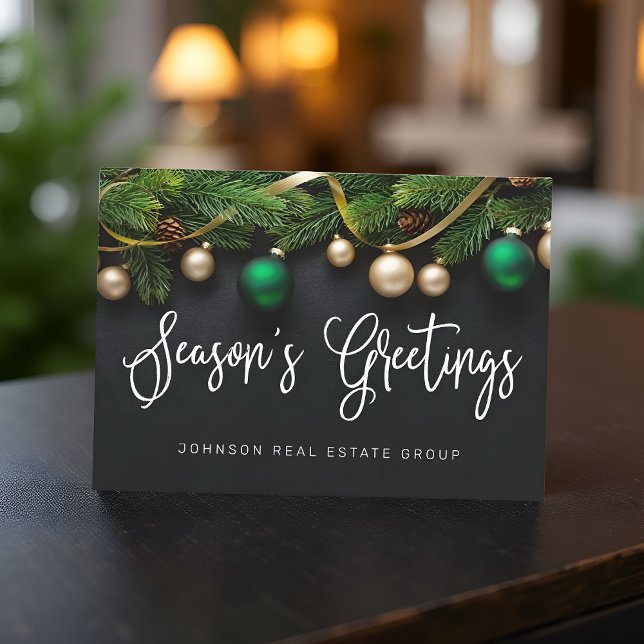 Christmas Pine Tree Season's Greetings Business Holiday Card (Creator Uploaded)