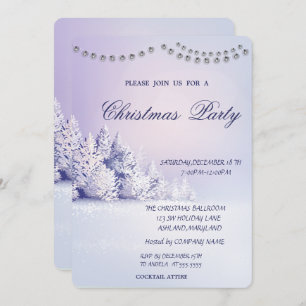 Christmas Pine Tree Snow Forest Christmas Party Invitation