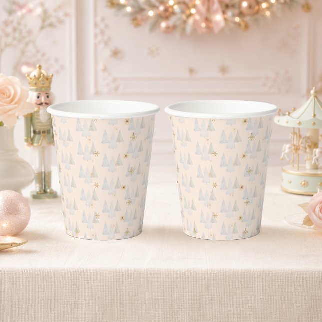  Christmas Pine Tree Winter Wonderland Paper Cups (Nutcracker Sugar Plum Fairy Pine Tree Tableware Paper Cups)
