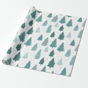 Christmas Pine Trees Illustration Pattern Wrapping Paper