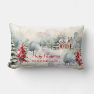 Christmas Pine Trees Lumbar Pillow