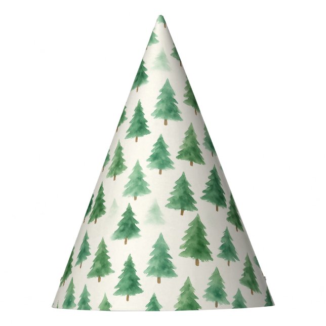 Christmas Pine Trees Party Hat – Watercolor Design (Front)