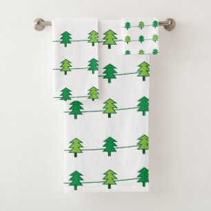 Christmas Pine Trees Simple Elegant Bath Towel Set