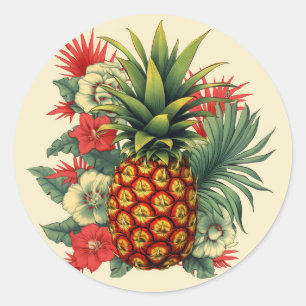Christmas Pineapple Classic Round Sticker