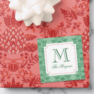 Christmas Pineapple Ornaments Monogram Enclosure Card