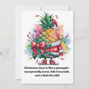 Christmas pineapple tree watercolor holiday card