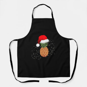 Christmas Pineapple With Santa Hat Xmas Holiday Apron