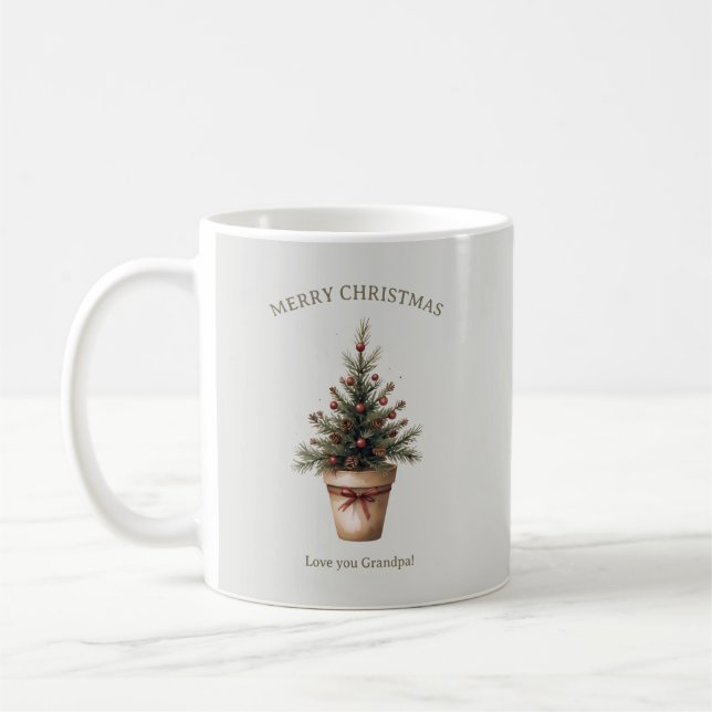 Christmas pinecone tree rustic holiday custom coffee mug (Left)