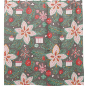 Christmas pines poinsettia pattern