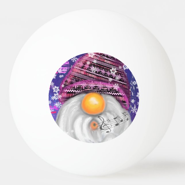 Christmas Ping Pong Ball Gnome In Purple Hat (Front)