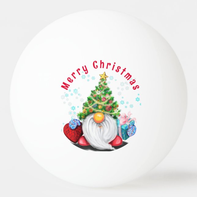Christmas Ping Pong Ball Gnome with Gift For You (Front)