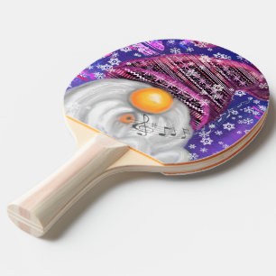 Christmas Ping Pong Paddle Gnome In Purple Hat