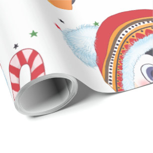 Christmas Pinguin with A Candy Cane Wrapping Paper