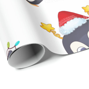 Christmas Pinguin with Lights  Wrapping Paper