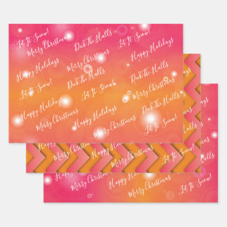 Christmas Pink and Orange Pattern Wrapping Paper